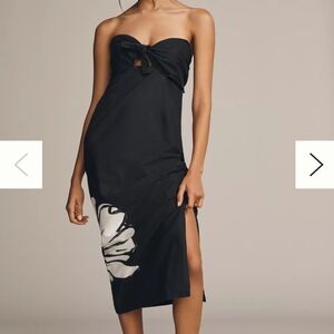 Maeve Strapless Linen Twist Button-Front Maxi Dress XL